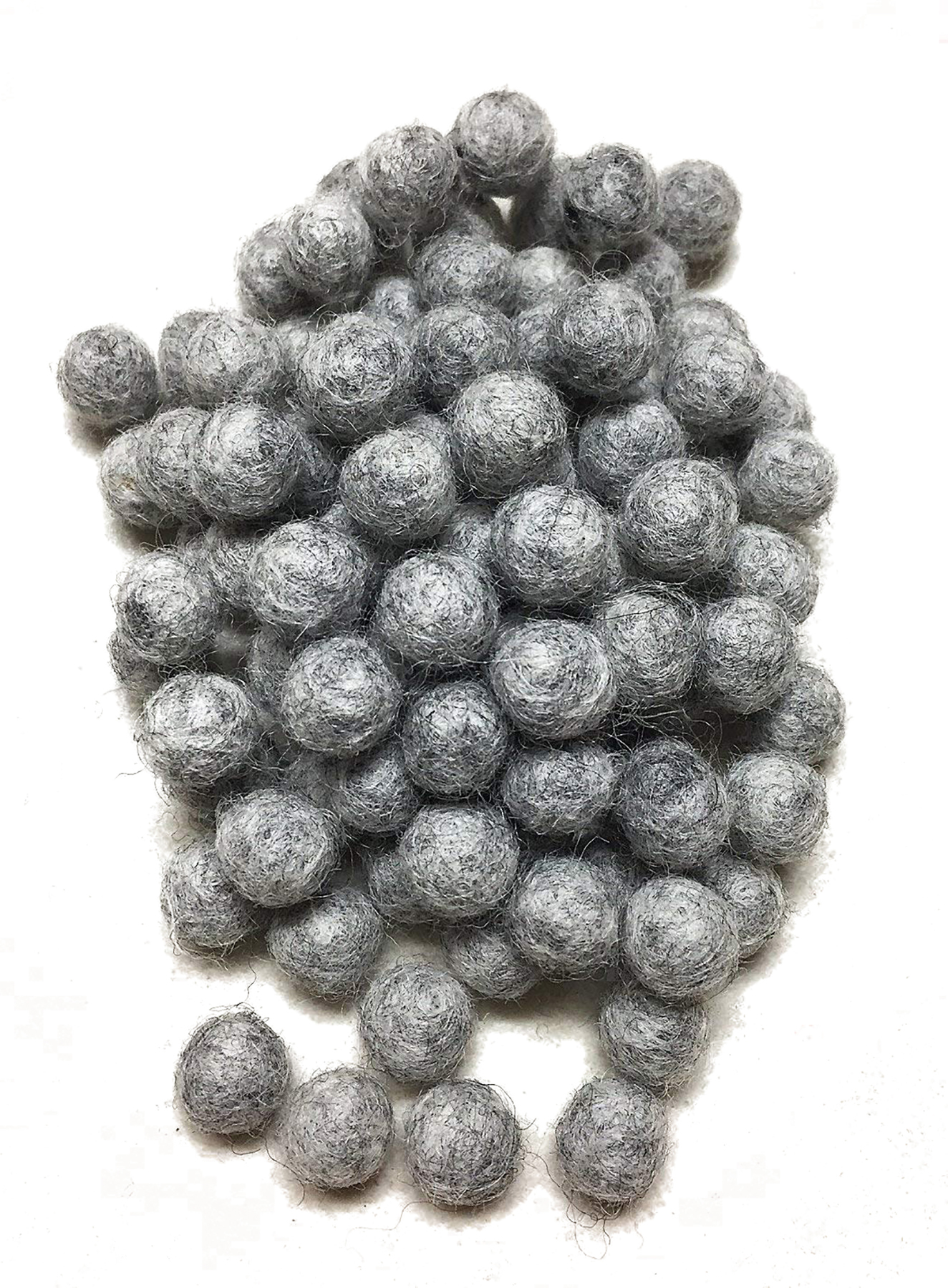Yarn Place Felt Balls - 100 Pure Wool Beads 20mm Grey Mix